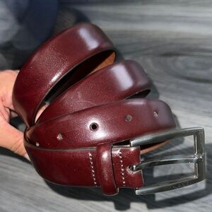 Jos. A. Bank Brown Leather Belt with Silver Buckle